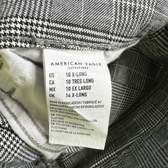 American Eagle Hi-Rise Plaid Jegging Pants Grey Size 10 Tall - Picture 6 of 11